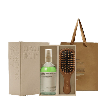 Mindful Hair Perfume Mist: Mini Wood Brush Set